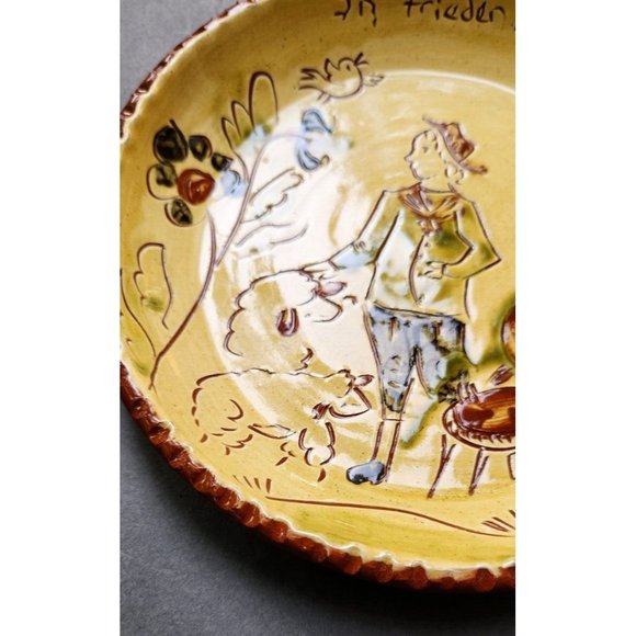 S J Pottery Redware Decorative Dishes Woman Man Animals Salesville Arkansas - Picture 3 of 16